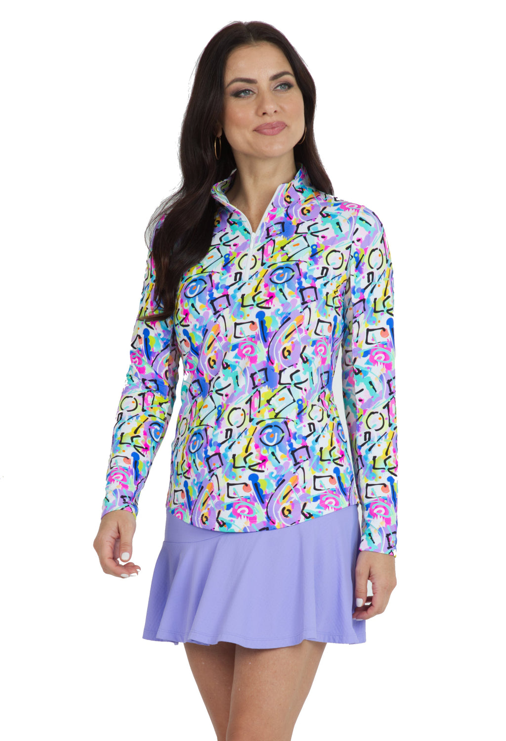 Calli Print Long Sleeve Mock Neck Top ¨C 10762