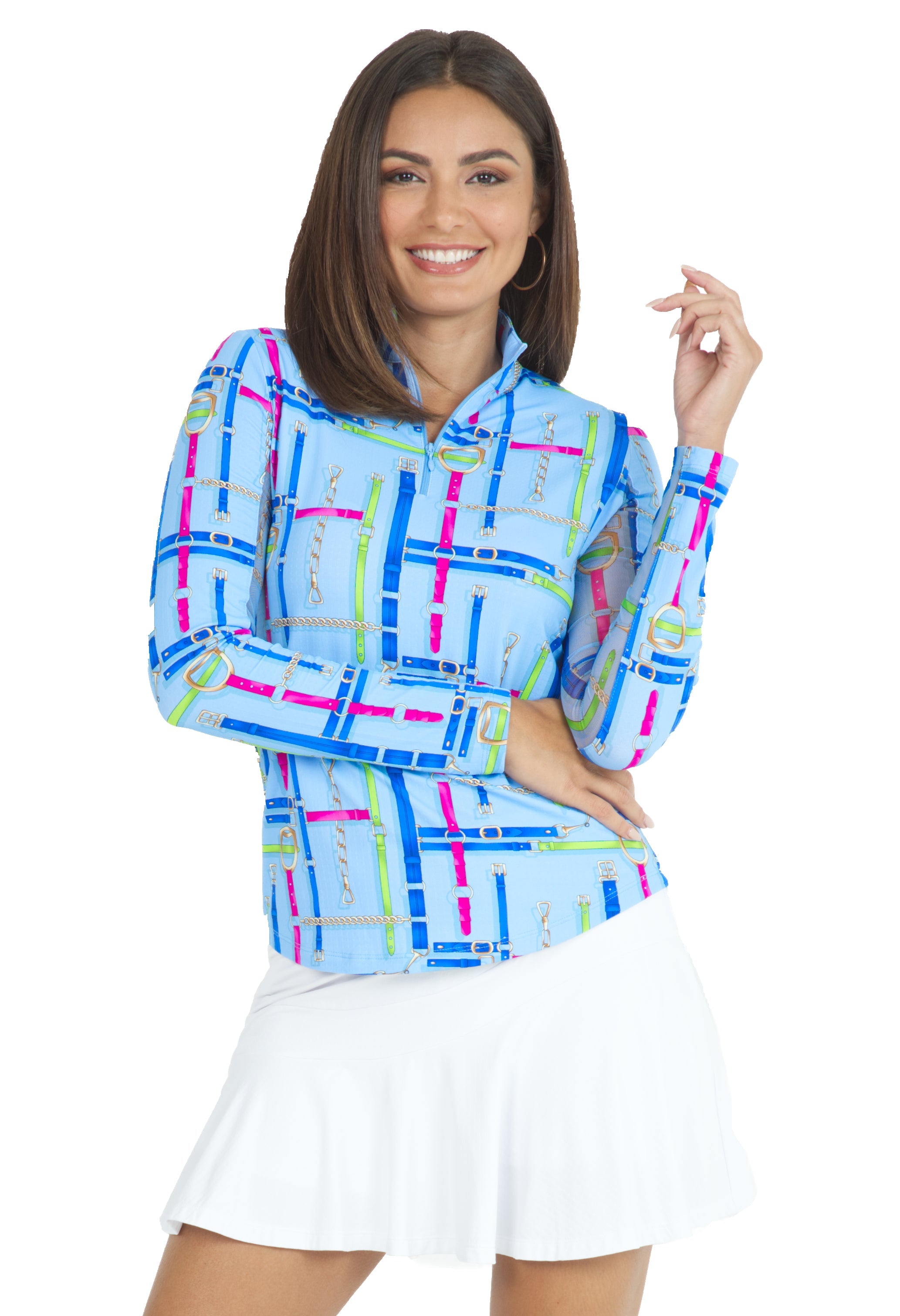 Nancy Print Long Sleeve Mock Neck Top ¨C 10763