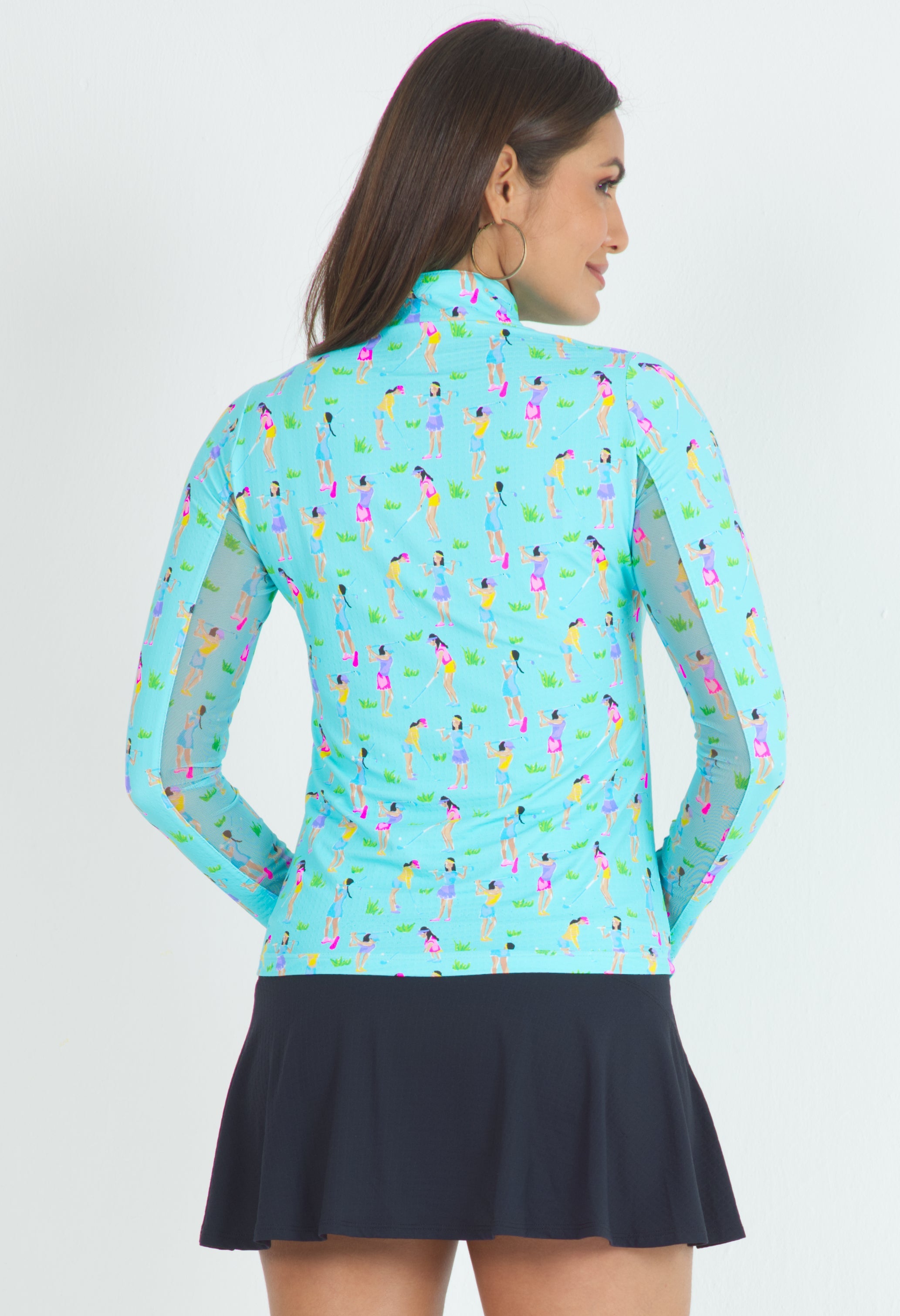 Girls Golf Print Long Sleeve Mock Neck Top ¨C 10764
