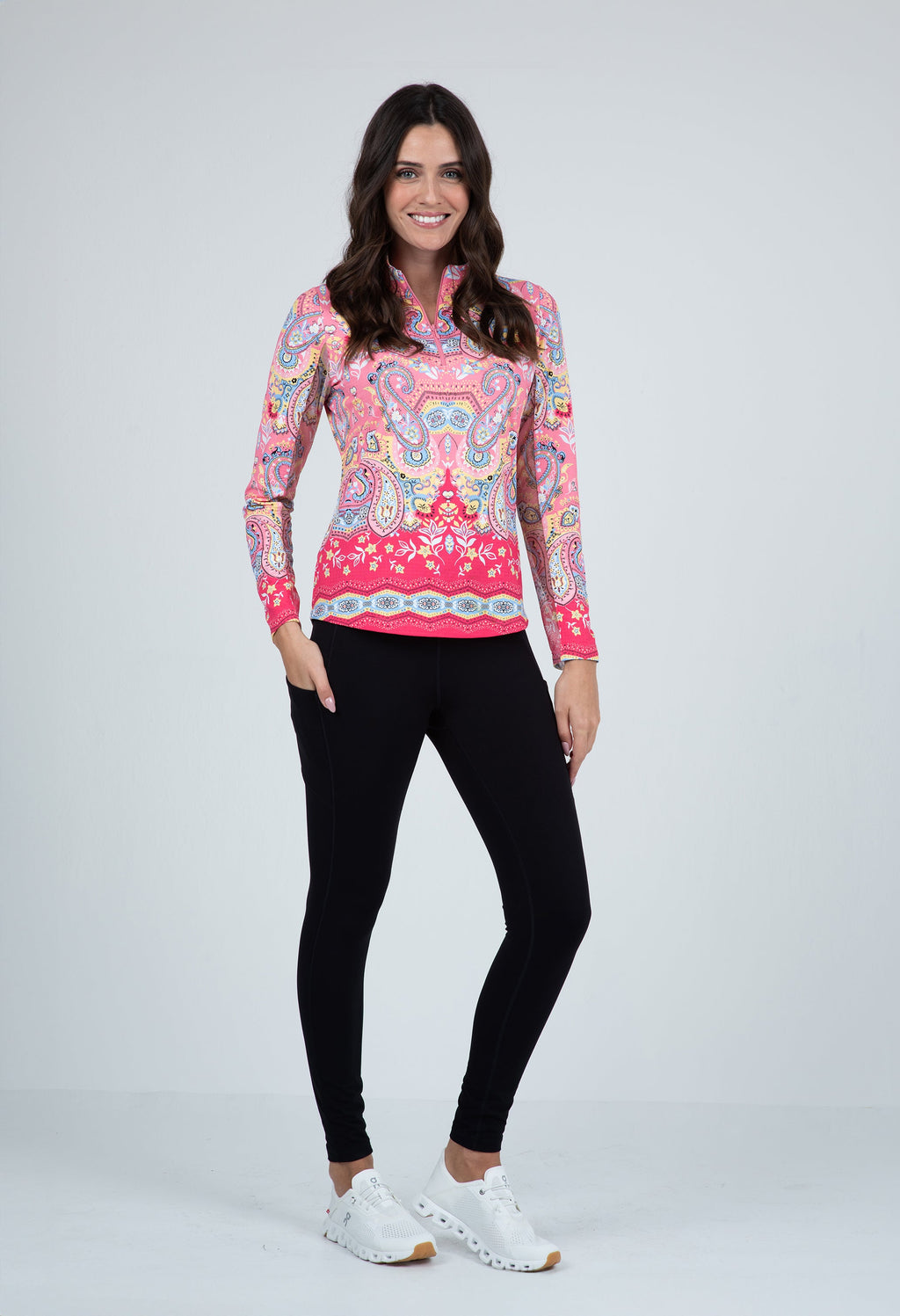 Vicki Print Long Sleeve Mock Neck Top ¨C 10874