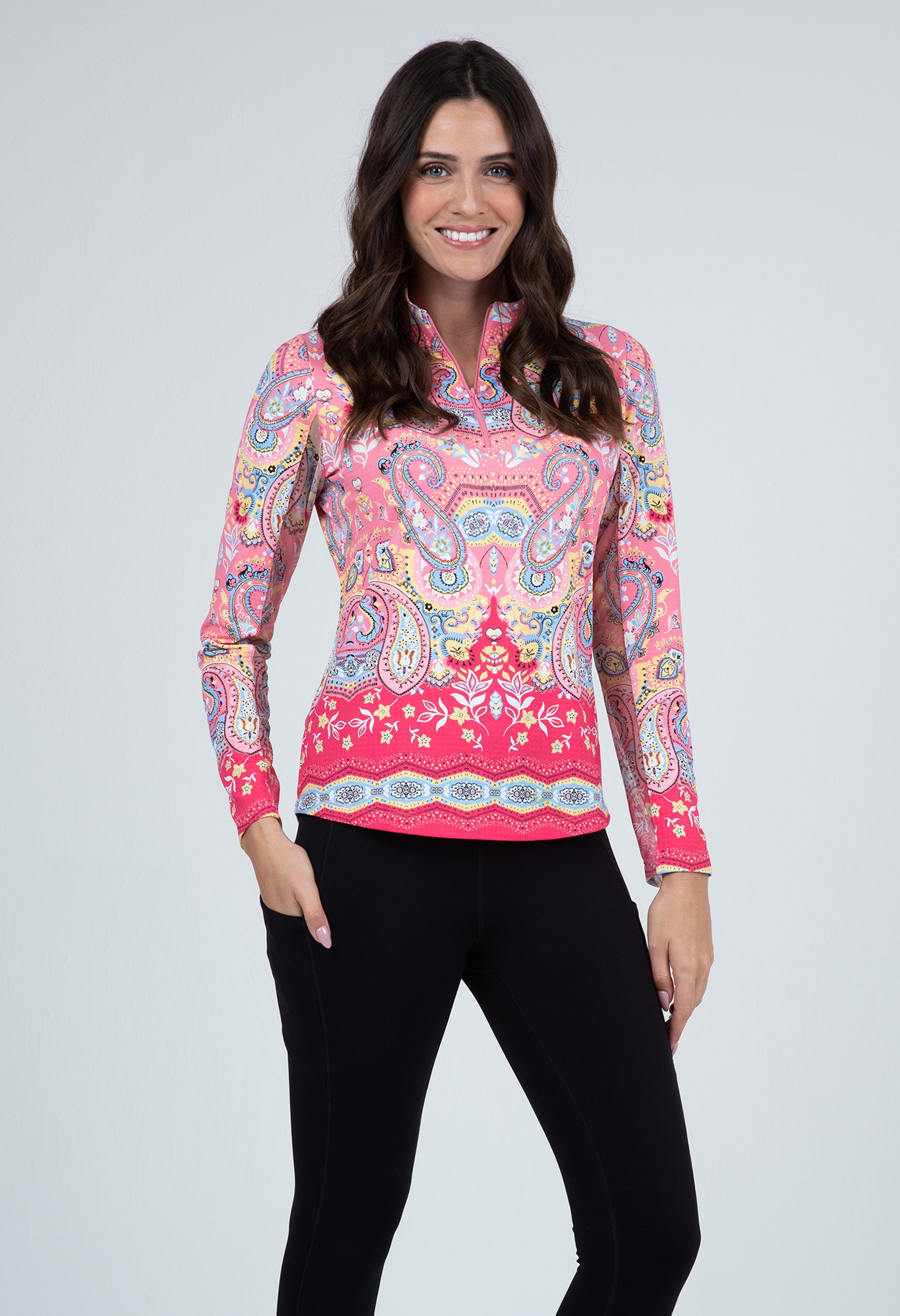 Vicki Print Long Sleeve Mock Neck Top ¨C 10874