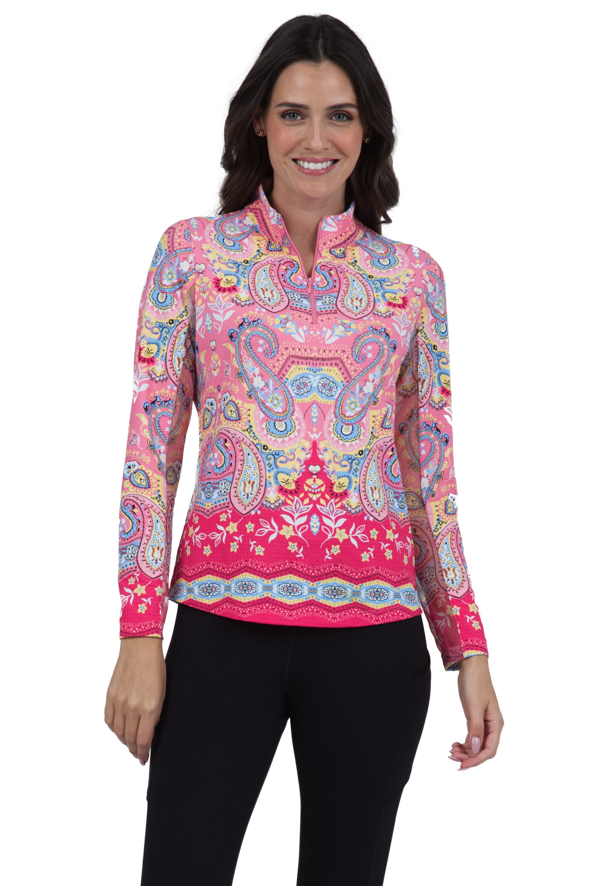 Vicki Print Long Sleeve Mock Neck Top ¨C 10874