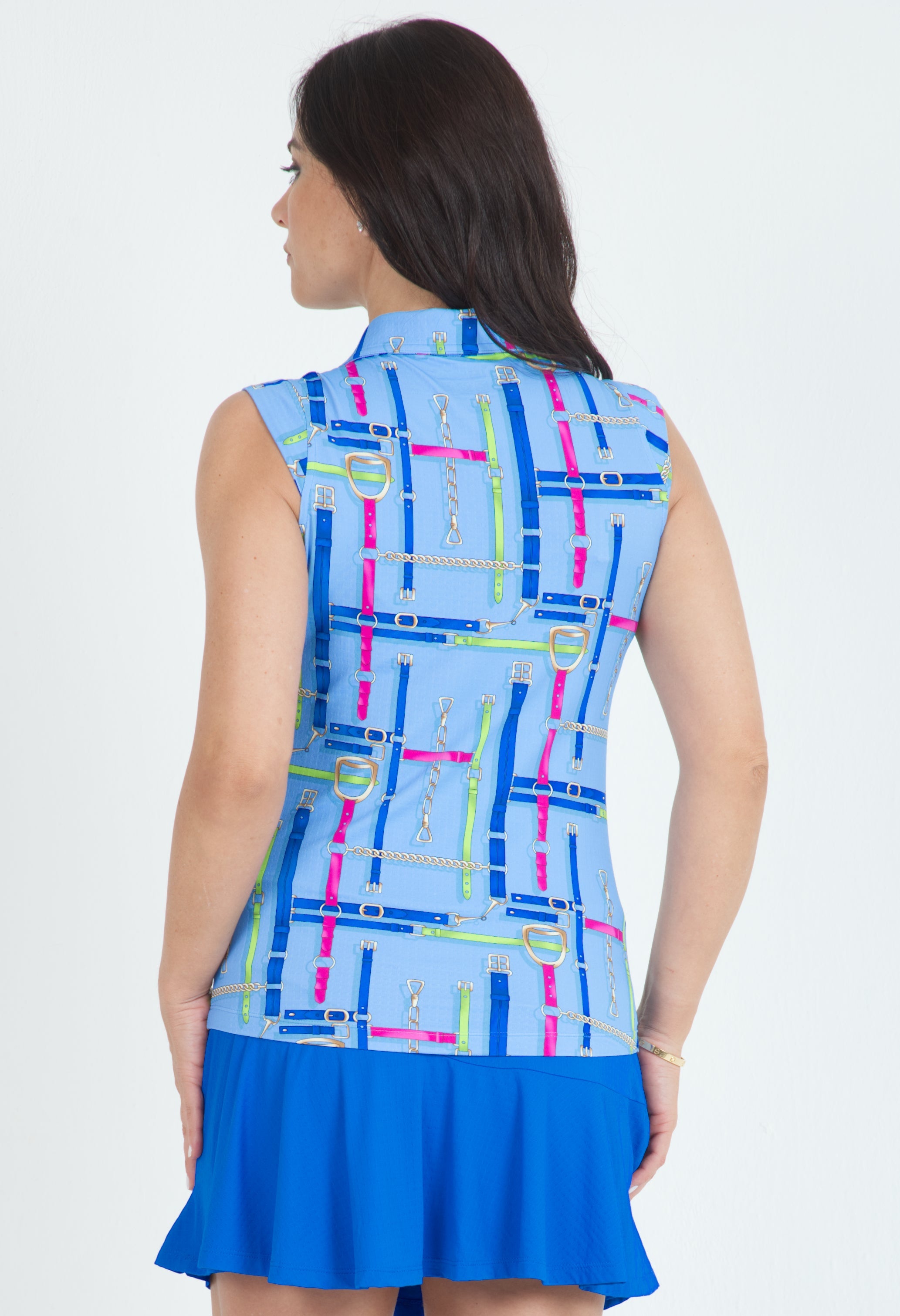 Nancy Print Sleeveless Polo ¨C 14763